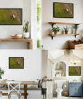 Golden Harvest Scene Canvas Wall Art 12x16 Black Framed Print in various modern home settings