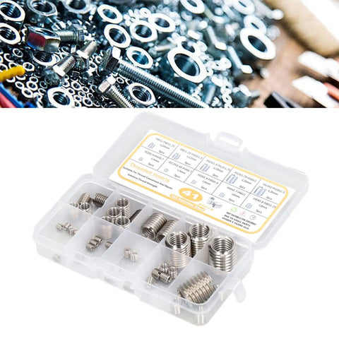 41 Piece Stainless Steel Thread Repair Insert Kit M2 To M14 With Storage Box Workhorse Set of Thread Inserts for Aluminum