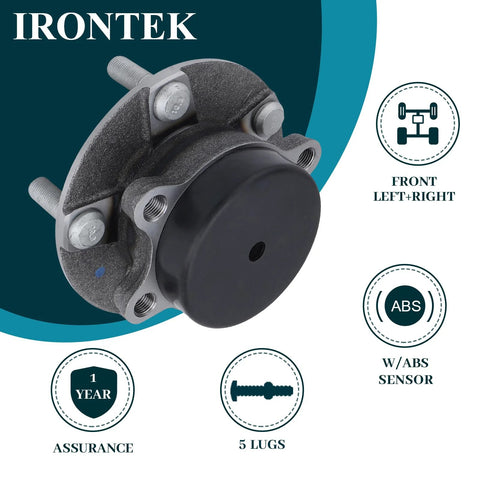 Front Wheel Bearing Hub Assembly For Nissan Rogue 2008 2013 And Nissan Rogue Select 2014 Plus Sentra Two Point Five Liter Four Cylinder 2007 2012 With Five Lug And ABS Affordable Replacement Part For Easy Install Smooth Ride And Reliable Performance - front view showing 5 lugs and ABS sensor