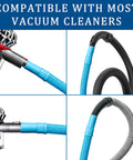 Dryer Vent Cleaner Kit with Flexible Vacuum Attachment Hose Universal Fit for Most Vacuums shown connected to different vacuums