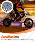 Heavy Duty 219H Chain With 126 Pins For 48V Pro Electric Dirt Bikes Built Tough With Premium Metal High Strength Wear Resistant Long Lasting Performance For Trail Mud And Jump Runs