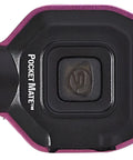 Pocket Mate 325 Lumen USB Rechargeable Flashlight With Clip On Keychain, ultra compact pink light shown from top view