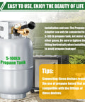 100 Lb Propane Tank Adapter With Gauge Converts POL To QCC1 Type 1, Supports Old And New Connection Styles, Easy Install For RVs