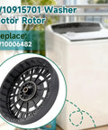 Black 9.45 Inch Washer Rotor Replacement For Kenmore And Whirlpool Machines W10006482 W10915701 Motor Rotor Washing Machine Assembly No Fuss Install Durable OEM Alternative, black washer rotor close-up