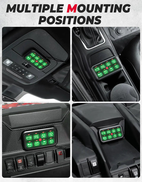 8 Gang Switch Panel With Enhanced Sensitivity, LED Touch Control in various vehicle dashboards and consoles