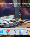 Hassle Free 4K 60Hz DisplayPort KVM Switch That Lets Two Computers Share One Monitor Flawlessly With Quick USB 3.0 Hub Connections And Straight Shooter Precision For Your Desk Setup on a desk with a keyboard and laptop.