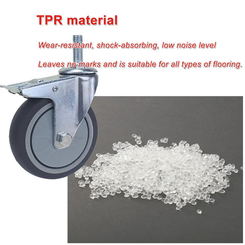 Heavy Duty Caster Wheels With Safety Brake Non Marking Swivel Casters For Heavy Furniture And Office Equipment featuring TPR material for smooth transport.