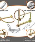380 pcs heavy duty pin kit for trucks trailers tractors mowers and hitches includes square PTO pins, lynch pins, hair pins.