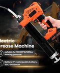 Cordless Grease Gun Kit With Two Batteries And Carrying Case, 20V High Pressure 10000 PSI Pro Grease Pumper for Trucks, Ships, and Agricultural Machinery, with ergonomic grip.
