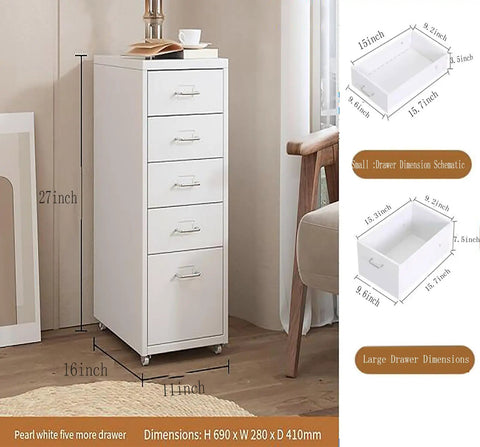 Metal Mobile Filing Cabinet With Lock And Wheels For Your Office, Vertical Storage With Drawers, Under Desk Printer Stand