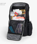Dad Friendly Diaper Bag Backpack With Dual Compartments And Removable Cooler, Rugged And Water Resistant, open view showing organized items