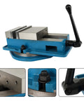 6 Inch Precision Bench Vise With Swivel Base For Milling Shaping And Drilling Machines, Rugged Cast Iron Build in blue finish
