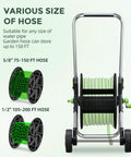 All Weather Garden Hose Reel Cart With Wheels Holds Seventy Five To One Hundred Fifty Feet Of Five Eighths Inch Hose Portable