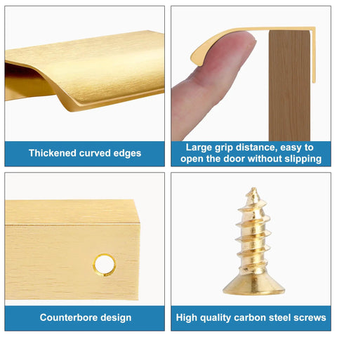 Detailed features of Six Inch Dark Gold Finger Pulls For Kitchen Cabinets And Drawers Aluminum Alloy Cupboard Handles Pack Of Ten.