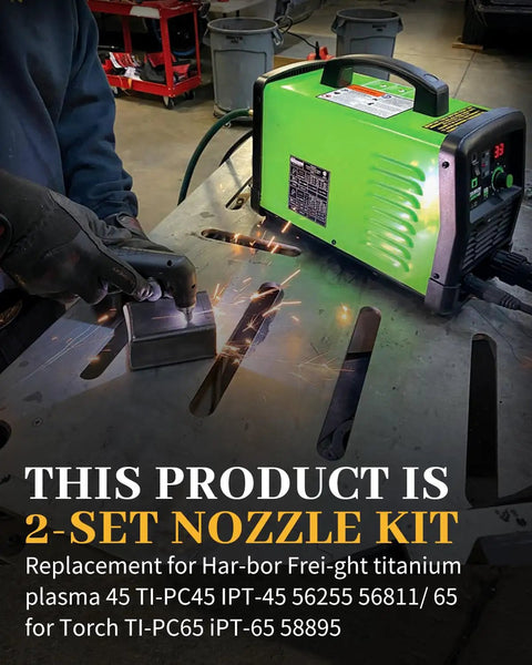 Pro Grade Replacement Parts Kit For Plasma Cutter Torch Tips For Harbor Freight 45 And 65 Torches Plug And Play Compatible With TI PC45 IPT 45 56255 56811 TI PC65 IPT 65 58895 Cutting Machine Two Sets image showing plasma cutter in use