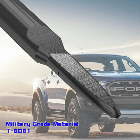 Close-up of Patriotic Flag Bullet Antenna With Valve Stem Caps for Trucks Universal Fit on a Ford F Series in desert