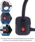 Beast Mode Bright 500 Lumens LED Magnetic Work Light With 11.8 Inch Flexible Gooseneck, showing switch and base