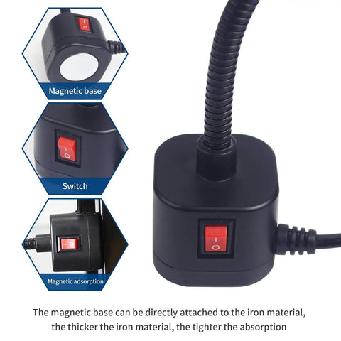 Beast Mode Bright 500 Lumens LED Magnetic Work Light With 11.8 Inch Flexible Gooseneck, showing switch and base