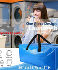 Heavy Duty Extra Large Blue Moving Bags With Strong Zipper And Backpack Handles, 24.5 Gallon Capacity, 29 Inches Long By 15 Inches Wide By 13 Inches High, Durable Reusable Storage For Moving And Travel in use at laundry.