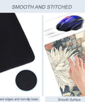 Large Boho Floral Desk Pad 31.5 By 15.7 Inches With Non Slip Rubber Base for Gaming, showing smooth floral surface and stitched edges.