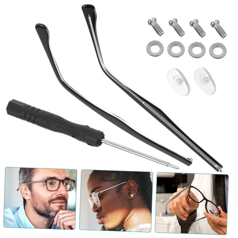 Glasses Arm Replacement Kit 1 Pair Temple Arms For Eyeglasses Handy Comfortable Lightweight Eyewear Accessory Easy Install For Quick Repairs Fits Most Frames including tools and screws