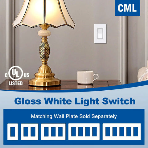 Room scene featuring 50 Pack Decorator Wall Light Switch Single Pole 15A 120 277 Volt White Durable Polycarbonate Rocker on wall.