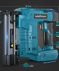 Badass Two In One Cordless Brad Nailer And Staple Gun Combo; side view showing safety nose and brushless motor features.