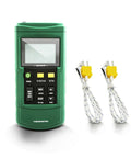 Two Channel USB Data Logger Thermocouple Thermometer Pro Grade Build With PC Software For Windows 10 J K T E R S N Types Wide Temperature Range From Minus 418 Fahrenheit To Plus 3212 Fahrenheit Real Time Monitor Auto Calibration And 3 Year Warranty with display and cables