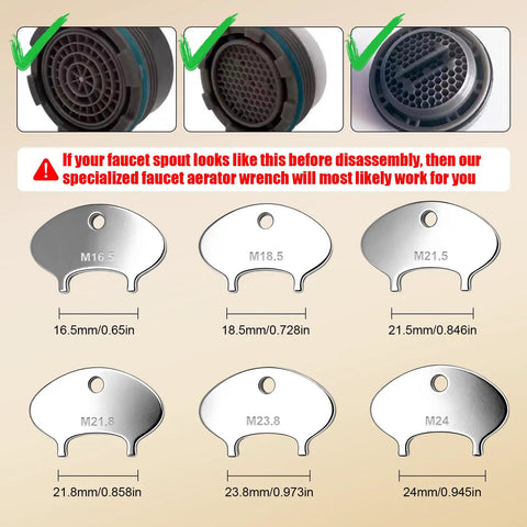 No Sweat Faucet Aerator Removal Tool And 6 Size Sink Filter Wrench Set crafted from tough 304 stainless steel for faucet screens.