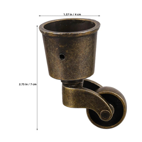 Vintage Furniture Caster Cups Featuring Slick Swivel Replacement Wheels Heavy Duty Dark Brown Metal Frame No Fuss Floor Savers