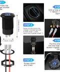 2 Pack 12V To 24V Cigarette Lighter Outlet With Voltmeter Quick Charge 3.0 Dual USB Port Adapter installation guide and measurements.