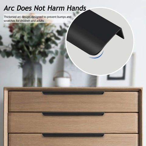 Hidden Cabinet Pulls Set DIY Friendly Aluminum Edge Mount No Groove Invisible Drawer Handles on wooden dresser