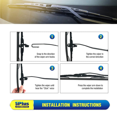Heavy Duty Traditional Metal Windshield Wiper Blades Two Pack 22 Inch J Hook installation steps for Ford F150 F250 F350.