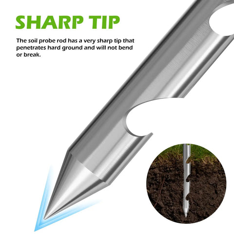 Close-up of 16 Inch Soil Probe With 10 Step Sampling, Soil Sampler And Plant Moisture Meter, T-Handle Probe Rod tip