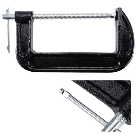 Heavy Duty 4 Pack 6 Inch C Clamp Set With 6 Inch Jaw Opening And 2 And 5 Eighths Inch Throat for woodworking and welding