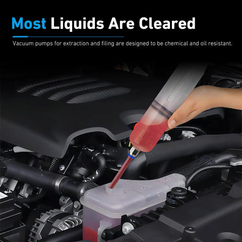 Smooth Operator Manual Oil Extractor Pump 200Cc Transparent Fluid Siphon with high visibility body extracting fluid in engine bay.