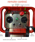 Remote control for Heavy Duty Electric Machine Dolly Skate Kit With Wireless Remote featuring joystick controls and safety buttons.