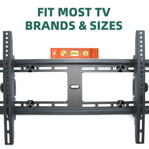TV Wall Mount Screws Kit 23-Pack Heavy Duty M8x65mm with bubble level for precise installation shown.