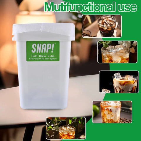 5 Gallon Commercial Cold Brew System For Home Office Or Small Cafe That Lets You Brew Big Batches For A Week Or More Plus No Mess Spigot And Food Grade Materials With A Handy Recipe Guide Included with images of iced coffee drinks.