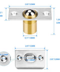 2-pack brushed stainless steel closet door ball catch hardware with strike plate; drive-in ball catcher for closet doors