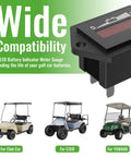 48V LED Battery Indicator Meter For Lead Acid Batteries Updated Gauge For Golf Carts And Battery Powered Equipment Water Resistant And Easy To Read Designed For EZGO Club Car Yamaha Carts Boats Forklifts Scooters. Wide compatibility display for Club Car, EZGO, and Yamaha golf carts
