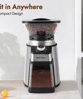 Electric Conical Burr Coffee Grinder With 17 Grind Settings From French Press To Espresso Features Heavy Duty Steel Burrs And A Sleek Black Shell.