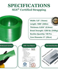High Grade Pallet Strapping Kit That Slaps Includes 5 8 Inch 1000 Ft PET Strap Roll with specifications and steel seals.