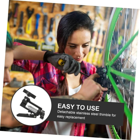 Woman using Pro Grade Bike Needle Driver Hydraulic Hose Fitting Insert Tool For Brake Systems in a workshop