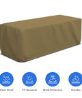 Rectangular Fire Pit Cover With Elastic Hem, 160 GSM Duro Pro Breathable Nonwoven Fabric, Waterproof And Weatherproof, UV Resistant, Heavy Duty Patio Lawn Garden Cover 38 By 28 By 17 Inches Brown