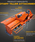 3 Point Rotary Tiller Attachment For Cat 1 Tractors 37 Inch Working Width 4.7 Inch Max Depth 540 RPM Gearbox PTO Driven Close-up
