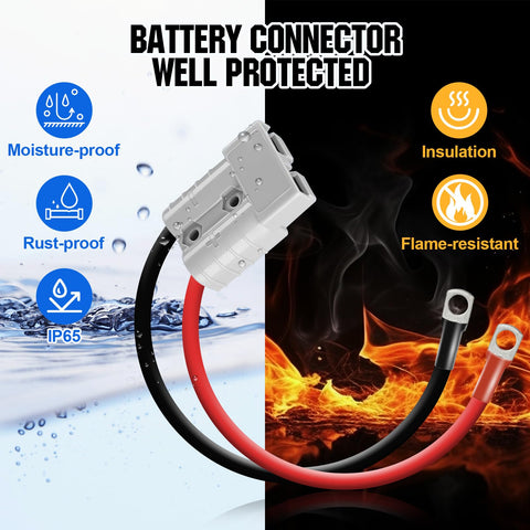 2 Pack 50 Amp Battery Quick Disconnect Switches With 7Awg Tinned Copper Cables For Marine Boat Rv Camper Waterproof Plug And Play Heavy Duty Power Cable Kit with moisture-proof and flame-resistant features.