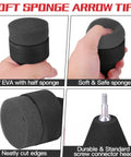 Soft Foam Arrow Tips Pack For Archery Practice And LARP Arrows showing EVA sponge and connector details.