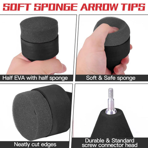 Soft Foam Arrow Tips Pack For Archery Practice And LARP Arrows showing EVA sponge and connector details.