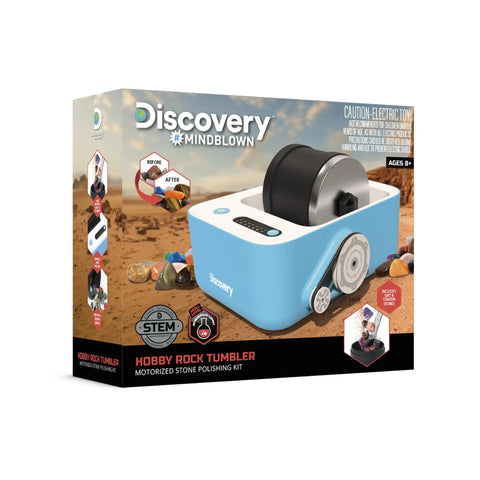 Packaging of Deluxe Rock Tumbler Kit For Kids And Beginners Turn Rough Rocks Into Shiny Gems With 20 Stones, 4 Grits And Gem Case